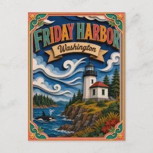 Postal PopCut Estados Friday Harbor Washington Arte de Pa