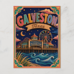 Postal PopCut Estados Galveston Texas Arte de Papel