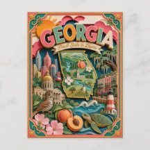 PopCut Estados Georgia Colorido Arte de Papel 3D
