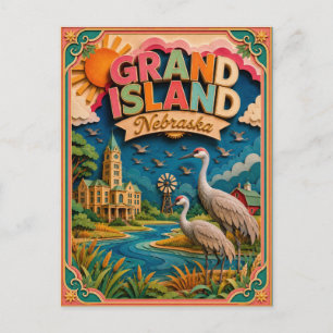 Postal PopCut Estados Grand Island Nebraska Arte de Papel