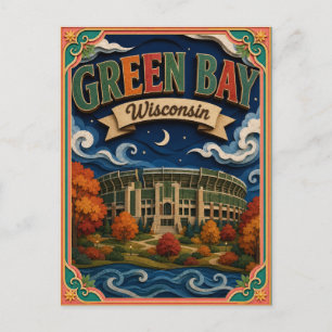 Postal PopCut Estados Green Bay Wisconsin Arte en Papel