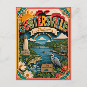 Postal PopCut Estados Guntersville Alabama Arte de Papel