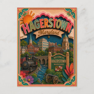 Postal PopCut Estados Hagerstown Maryland Arte en Papel