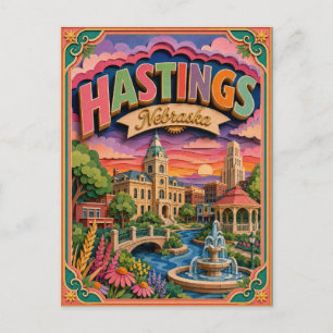 Postal PopCut Estados Hastings Nebraska Arte de Papel