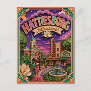 Postal PopCut Estados Hattiesburg Mississippi Arte de Pap