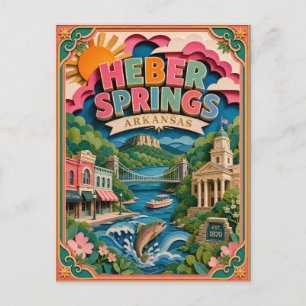 Postal PopCut Estados Heber Springs Arkansas Arte de Pape