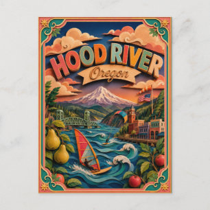 Postal PopCut Estados Hood River Oregon Arte de Papel