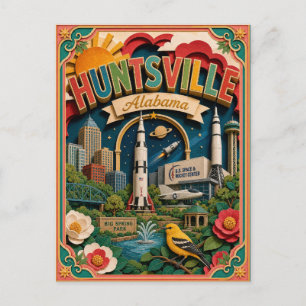 Postal PopCut Estados Huntsville Alabama Arte de Papel