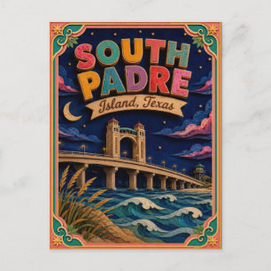 Postal PopCut Estados Isla South Padre Texas Arte de Pape