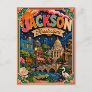 Postal PopCut Estados Jackson Mississippi Arte de Papel