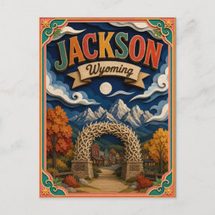 Postal PopCut Estados Jackson Wyoming Arte de Papel
