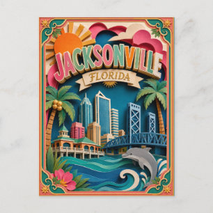 Postal PopCut Estados Jacksonville Florida Arte de Papel