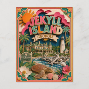 Postal PopCut Estados Jekyll Isla Georgia Arte de Papel