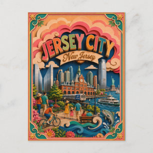 Postal PopCut Estados Jersey City Nueva Jersey Arte de Pa