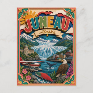 Postal PopCut Estados Juneau Alaska Arte de Papel