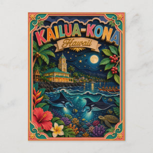 Postal PopCut Estados Kailua-Kona Hawái Arte de Papel