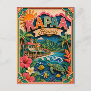 Postal PopCut Estados Kapaa Hawái Arte de Papel
