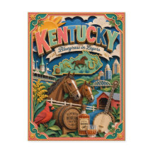 PopCut Estados Kentucky Colorido Arte de Papel 3D