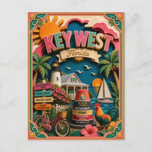 Postal PopCut Estados Key West Florida Arte de Papel