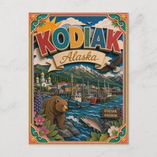 Postal PopCut Estados Kodiak Alaska Arte de Papel