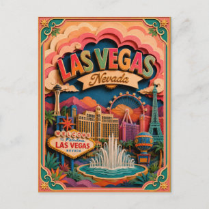 Postal PopCut Estados Las Vegas Nevada Arte de Papel