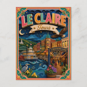 Postal PopCut Estados Le Claire Iowa Arte en Papel
