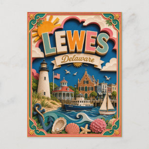 Postal PopCut Estados Lewes Delaware Arte de Papel
