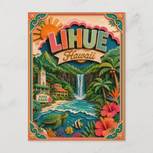 Postal PopCut Estados Lihue Hawaii Arte de Papel