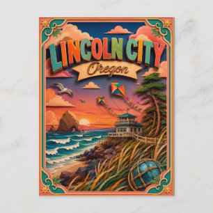 Postal PopCut Estados Lincoln City Oregon Arte de Papel