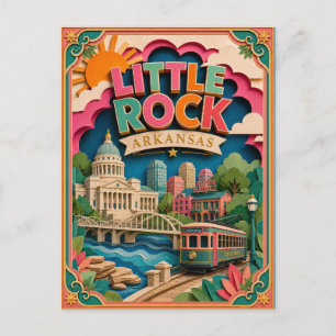 Postal PopCut Estados Little Rock Arkansas Arte de Papel