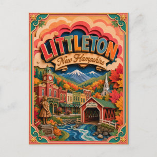 Postal PopCut Estados Littleton New Hampshire Arte de Pap