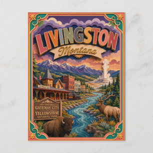 Postal PopCut Estados Livingstony Montana Arte en Papel