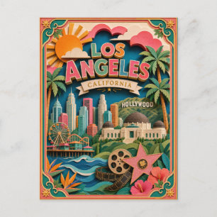 Postal PopCut Estados Los Ángeles California Arte de Pape