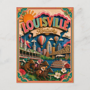 Postal PopCut Estados Louisville Kentucky Arte de Papel