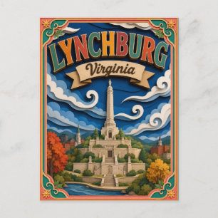 Postal PopCut Estados Lynchburg Virginia Arte de Papel