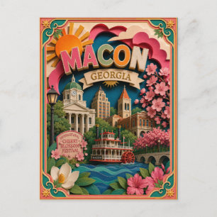 Postal PopCut Estados Macon Georgia Arte de Papel