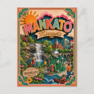 Postal PopCut Estados Mankato Minnesota Arte de Papel