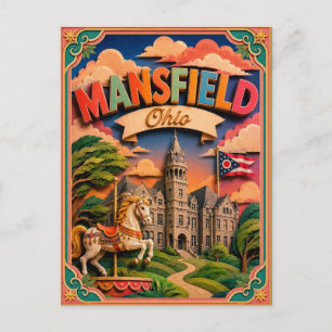 Postal PopCut Estados Mansfield Ohio Arte de Papel