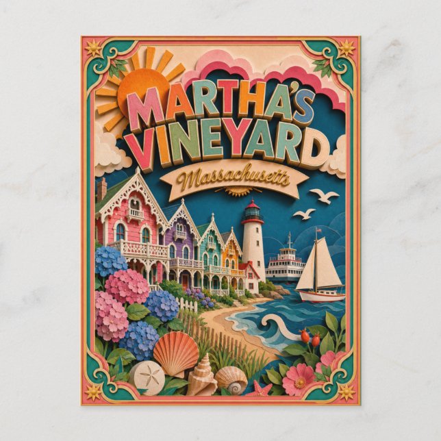 Postal PopCut Estados Martha's Vineyard Massachusetts (Anverso)