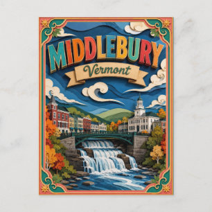 Postal PopCut Estados Middlebury Vermont Arte en Papel
