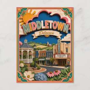 Postal PopCut Estados Middletown Delaware Arte de Papel