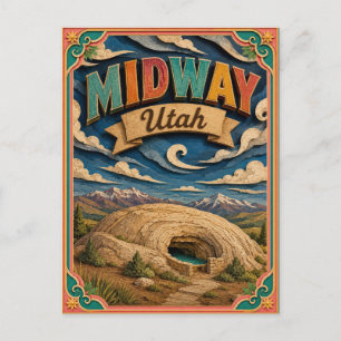 Postal PopCut Estados Midway Utah Arte de Papel