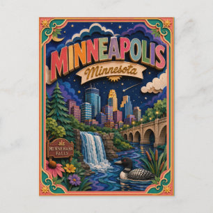 Postal PopCut Estados Minneapolis Minnesota Arte en Papel