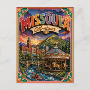 Postal PopCut Estados Missoula Montana Arte en Papel 