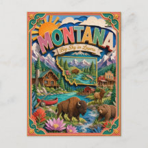 PopCut Estados Montana Colorido Arte de Papel 3D