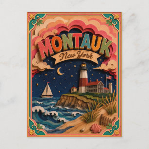 Postal PopCut Estados Montauk Nueva York Arte en Papel