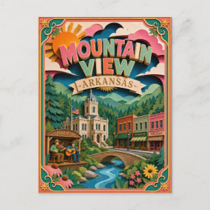 Postal PopCut Estados Mountain View Arkansas Arte de Pape