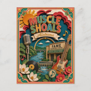 Postal PopCut Estados Muscle Shoals Alabama Arte de Papel