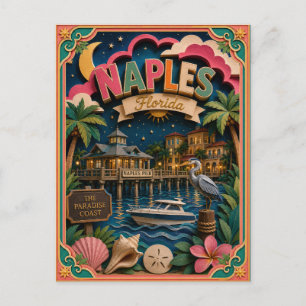 Postal PopCut Estados Nápoles Florida Arte de Papel