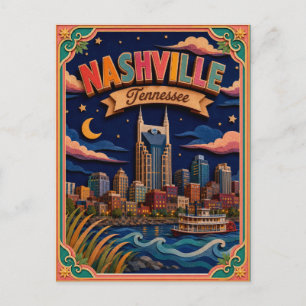 Postal PopCut Estados Nashville Tennessee Arte de Papel